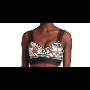 Tresor Pinstripe Print Lace Bralette Top